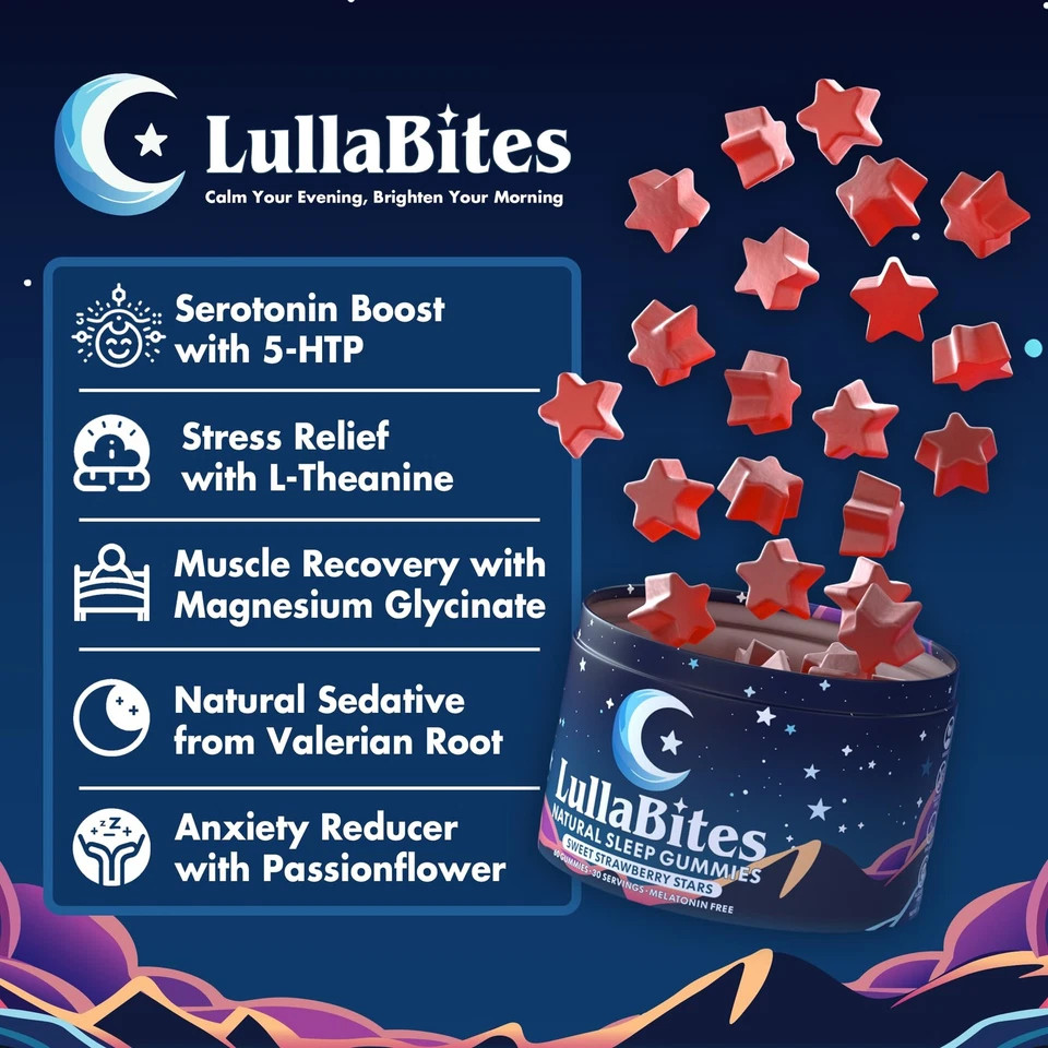 Natural Sleep Gummies – Melatonin-Free, Sweet Strawberry Stars, 60 Count