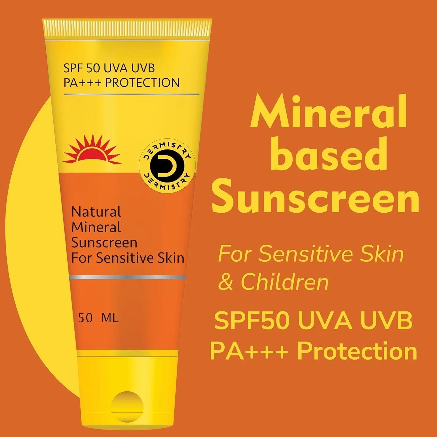 Dermistry Natural Mineral Sunscreen Spf 50 For Sensitive Skin 50ml