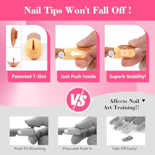 Practice Fingers Hand Acrylic Nails: 3PCS Fake Fingers to Practice Fake Solid