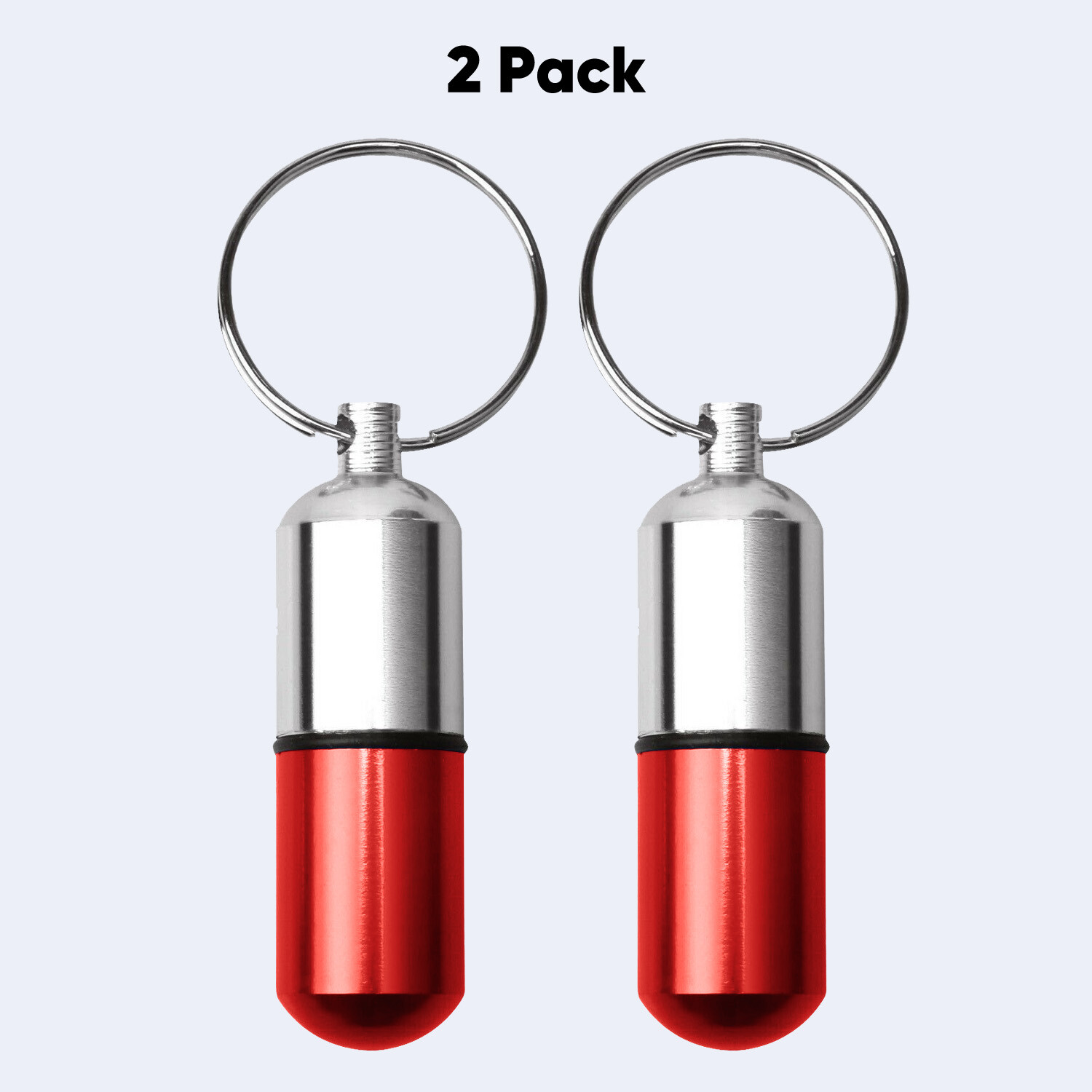 2x FDA Medicine Pill Capsule Bottle Drug Portable Container Holder Case Keychain