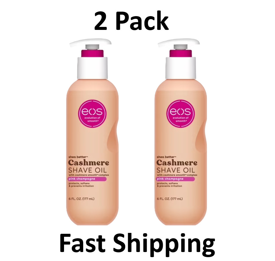 eos Cashmere Shave Oil for Smooth Skin- Pink Champagne – 6 fl oz 2 Pack