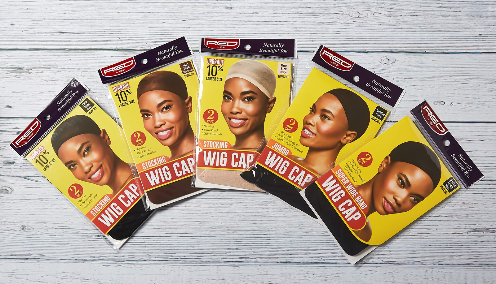 Red by Kiss Stocking Jumbo Wig Caps 2PCS Black