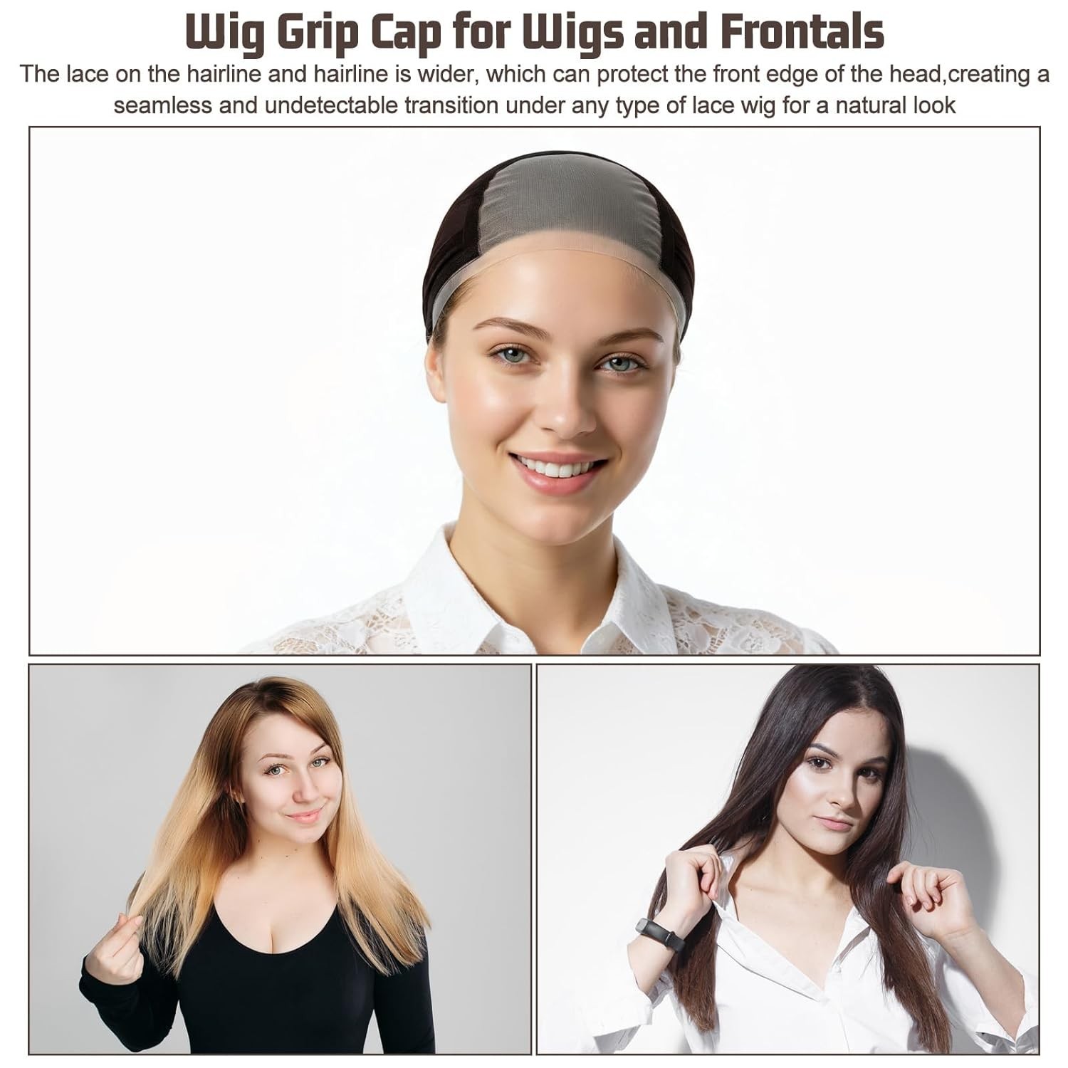 Non Slip, Glue less Wig Grip Cap with 4×5 Transparent Swiss Lace Front