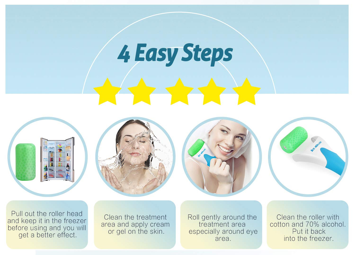 Revitalizing Ice Roller for Face & Eyes – Puffiness & Pain Relief Tool