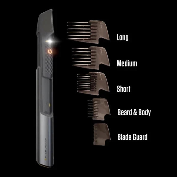 Men’s Cordless Trimmer Groomer Titanium Coated Blades Extendable Handle w/ Light