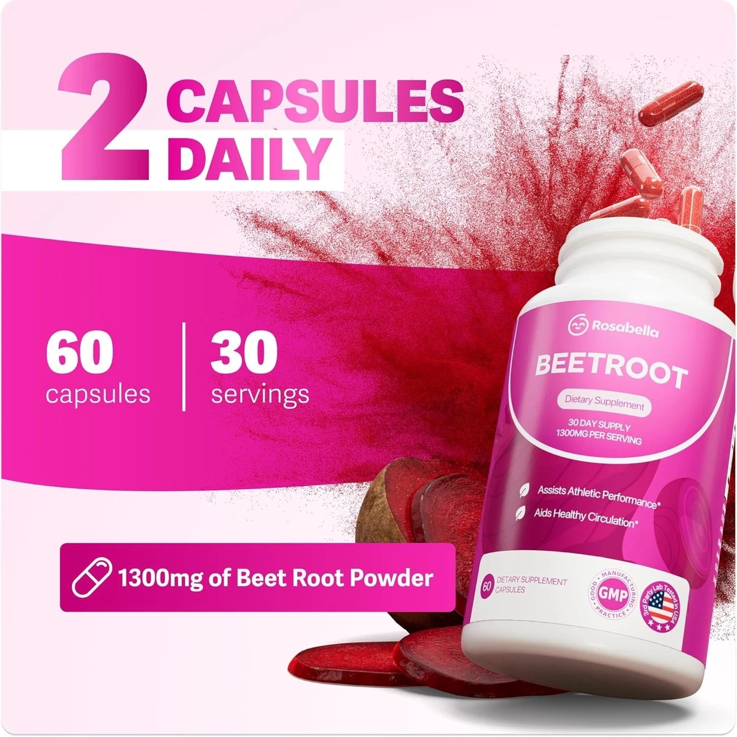 Organic Beetroot Capsules, Improve Blood Flow & Daily Vitality