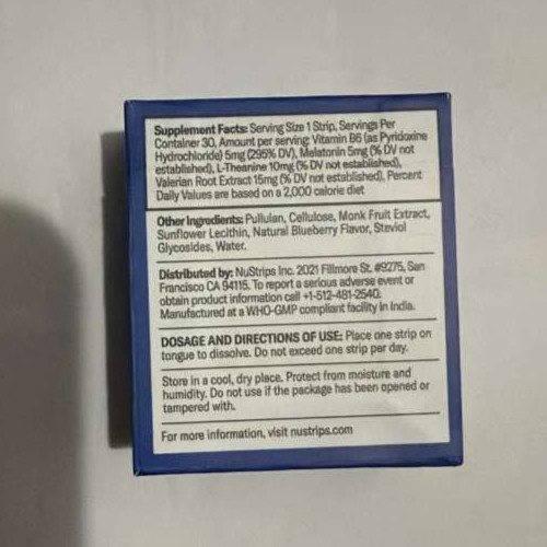 NuStrips™ Fast-Dissolving Sleep Strips with 5mg Melatonin Blueberry Flavor