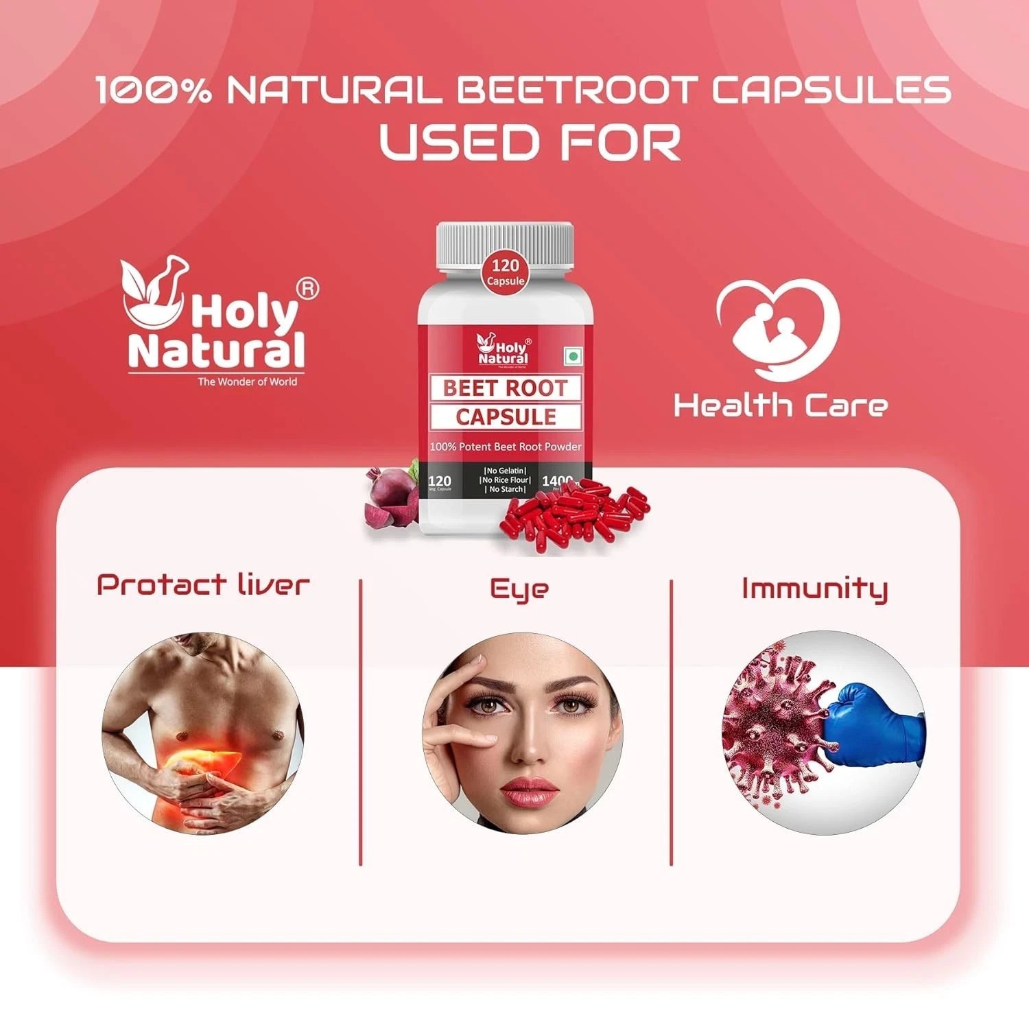 Holy Natural Beet Root Capsules, 120 Capsules