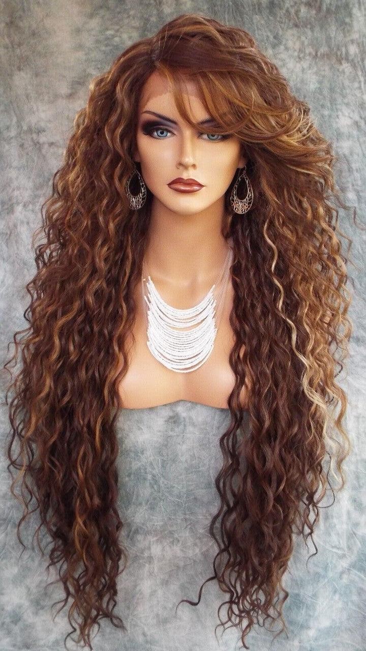 36″ X-LONG LACE FRONT DEEP C-PART HIGH HEAT SAFE WIG COLOR FS8.27.613 SEXY 233