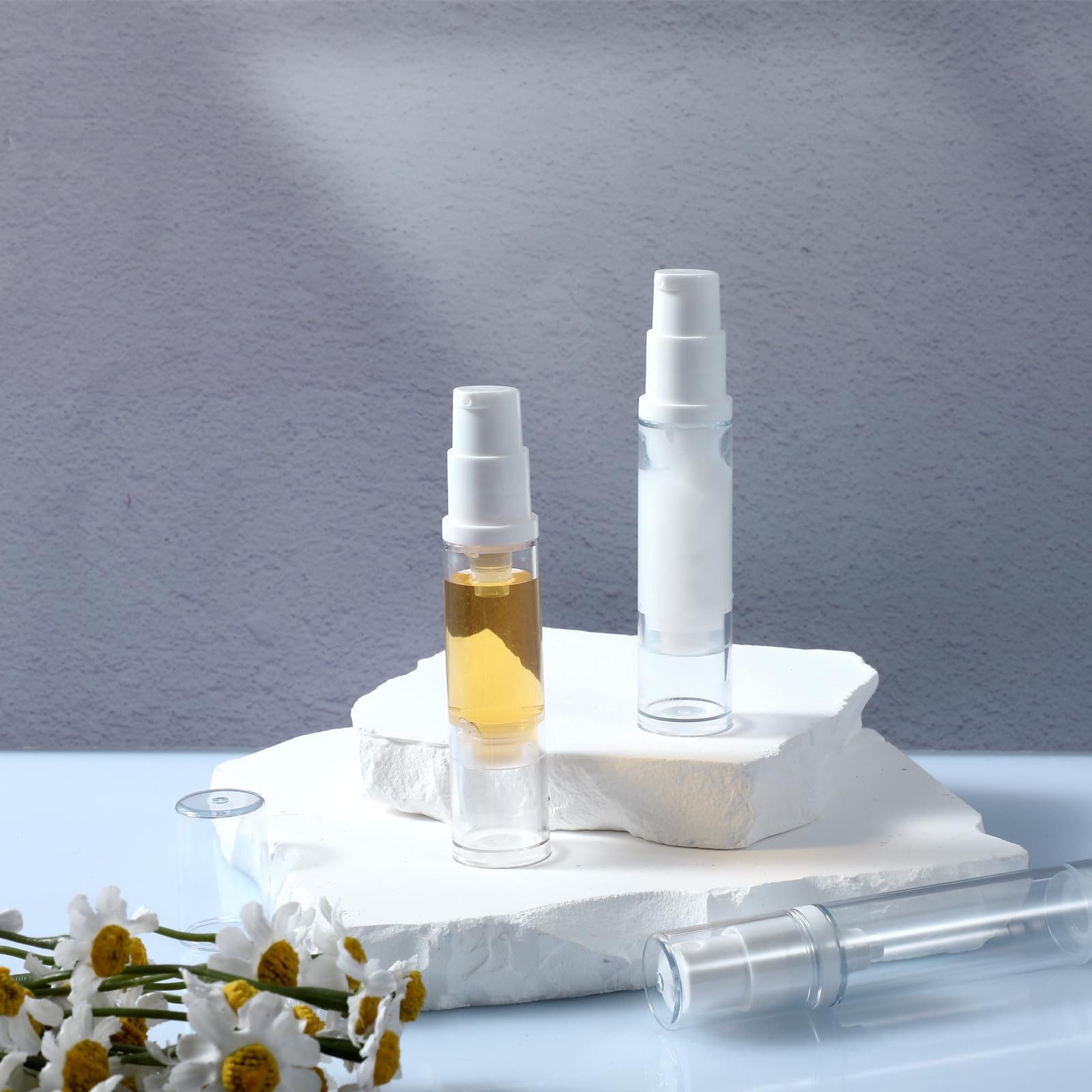 4 Pcs Empty Airless Pump Bottles, Refillable Clear Travel Pump Bottle Lotion …