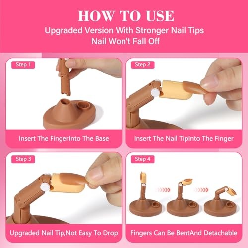 Practice Fingers Hand Acrylic Nails: 3PCS Fake Fingers to Practice Fake Solid