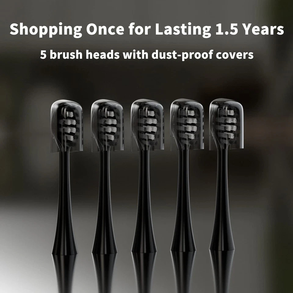 Replacement Toothbrush Heads Compatible with Gleem 1 Count (Pack of 5), Black