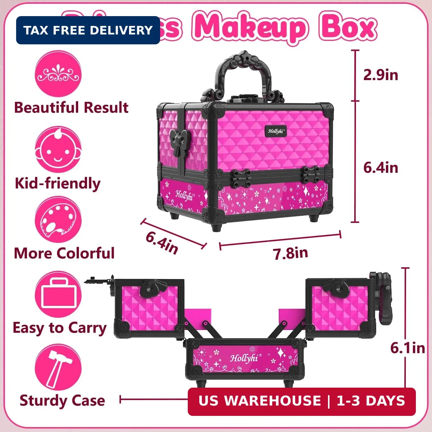 Hollyhi 59 Pcs Kids Makeup Kit for Girl, Washable Play Makeup Toys Set for Dress