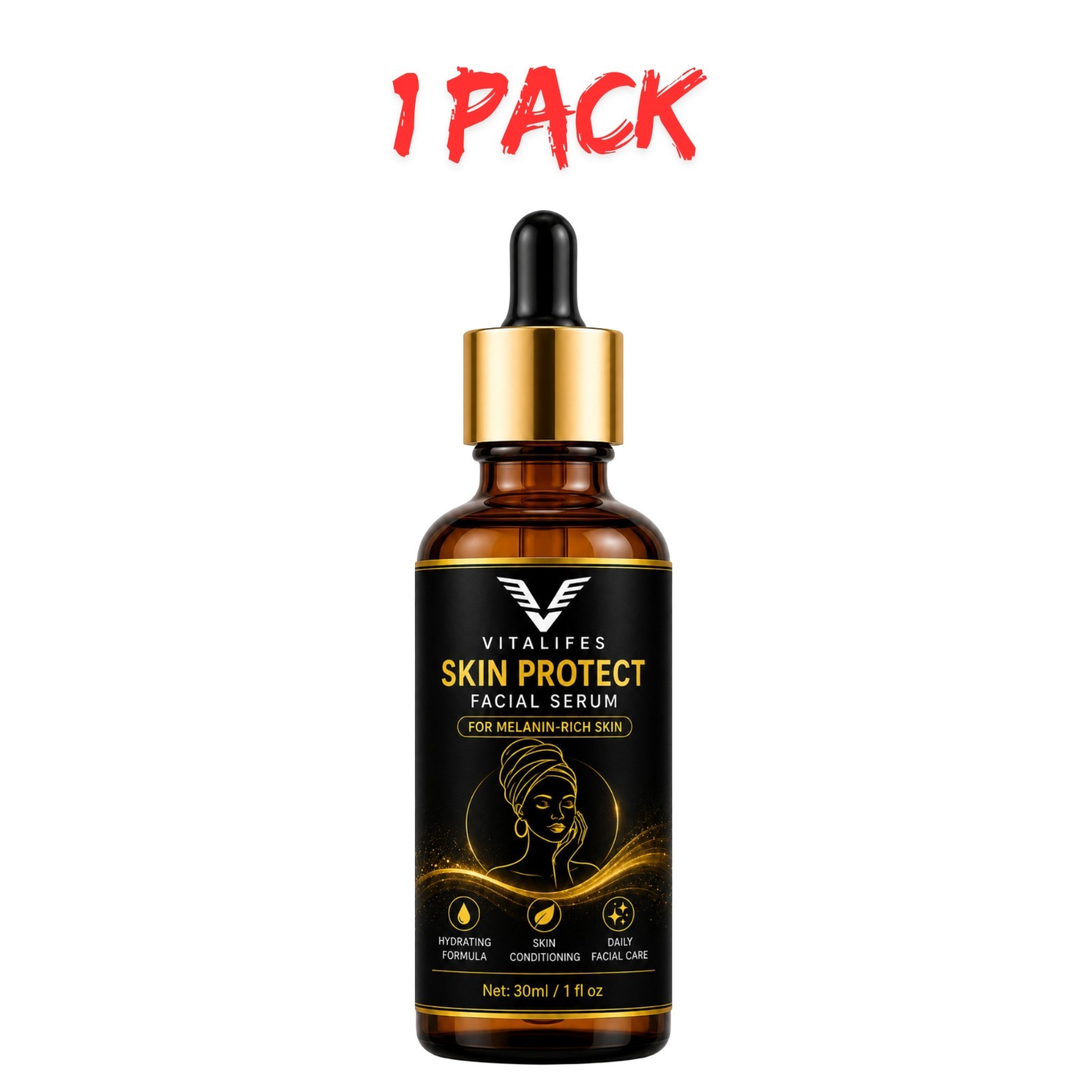 VITALIFES Hydrating Face Serum 30ml Daily Skincare Formula for Melanin-Rich Skin