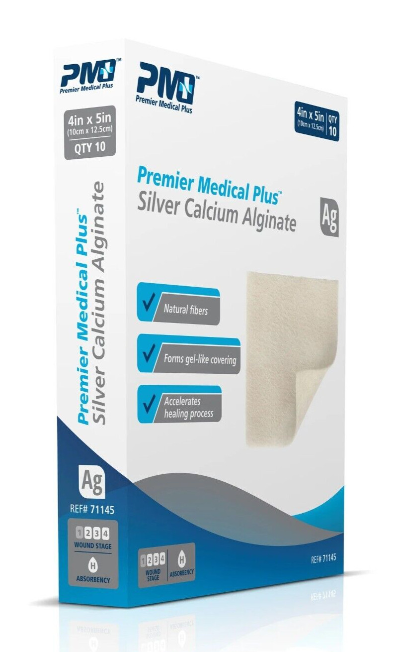 Premier Medical Plus Silver Calcium Alginate Wound Care 4×5 (Box of 10)