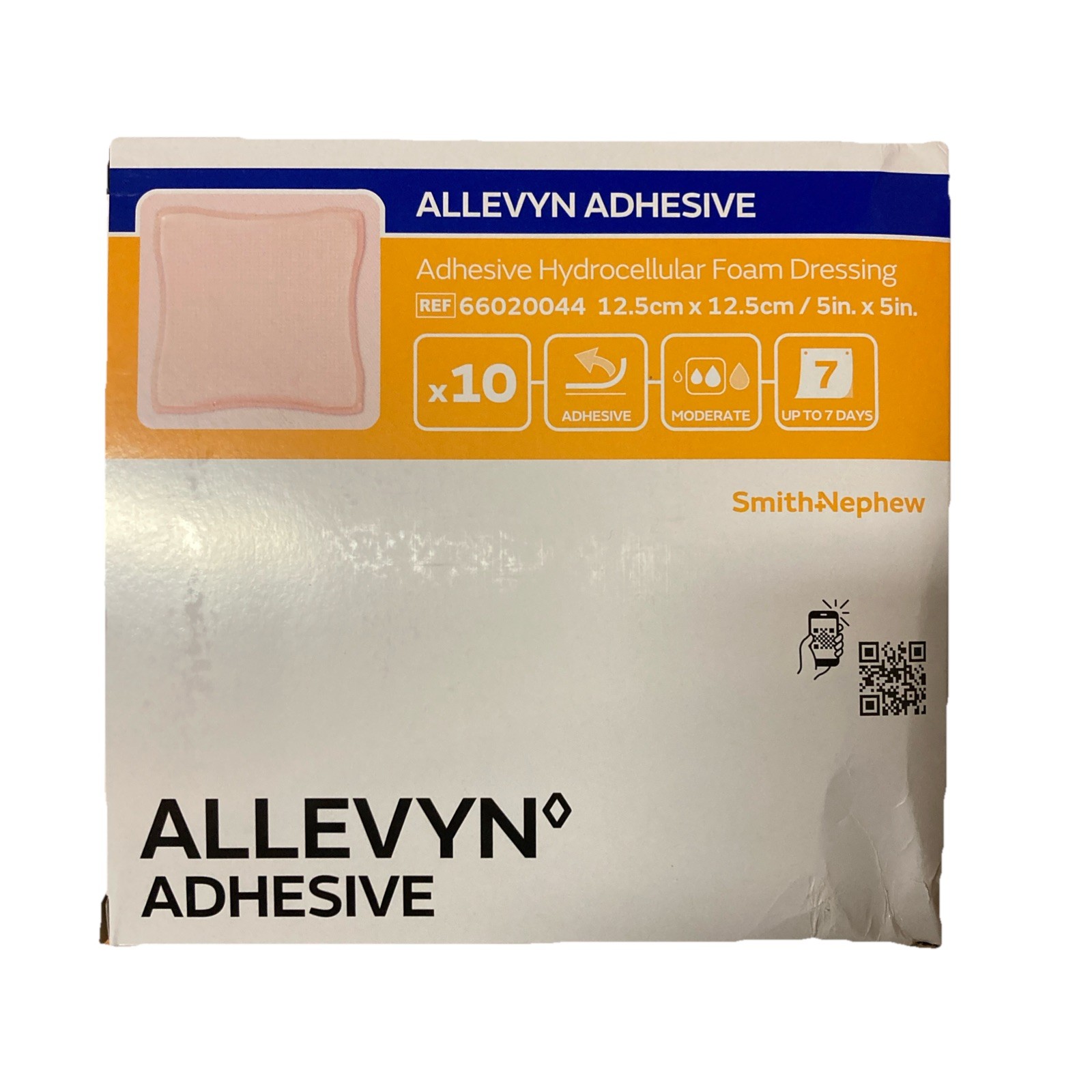 Allevyn Adhesive 66020044 Hydocellular Foam Dressing 5″ x 5″ Box of 10 Exp 2028