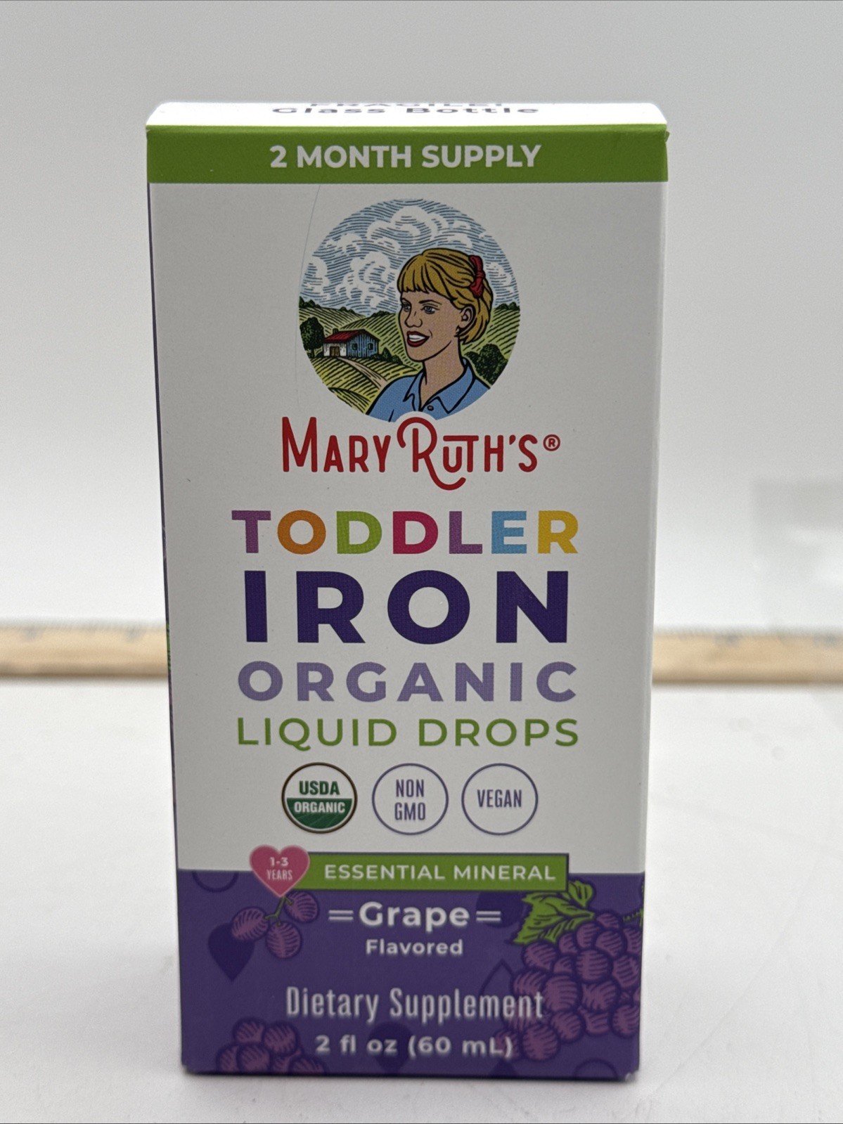 Mary Ruth’s – Toddler Iron Organic Liquid Drops, 1-3 Years, Grape, 2 fl oz