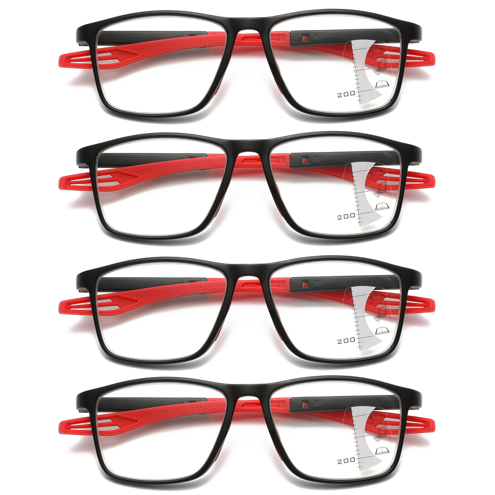 4PK Men Women Multifocus No Line Progressive Reading Glasses Multifocal Readers