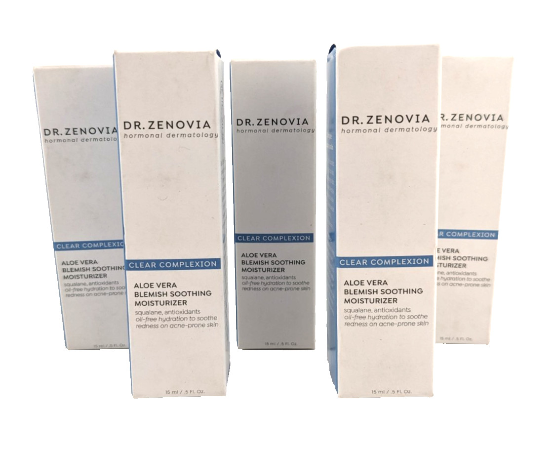 5x Dr. Zenovia Clear Complexion Aloe Vera Blemish Soothing Moisturizer .5floz ea