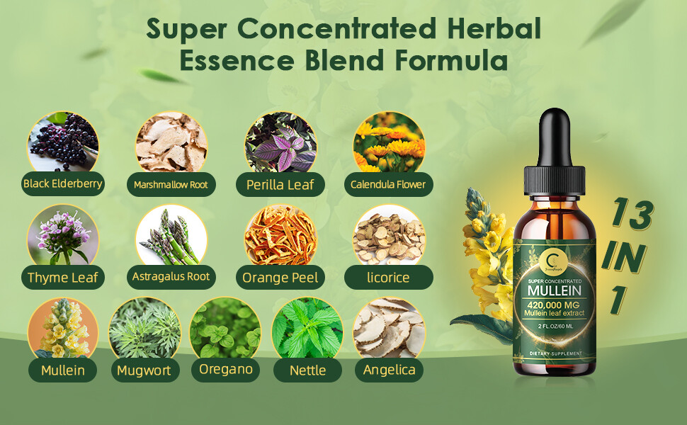 Mullein Leaf Extract Super Concentrated 420,000 MG 2 FL.OZ/60 ML Lung Cleanse