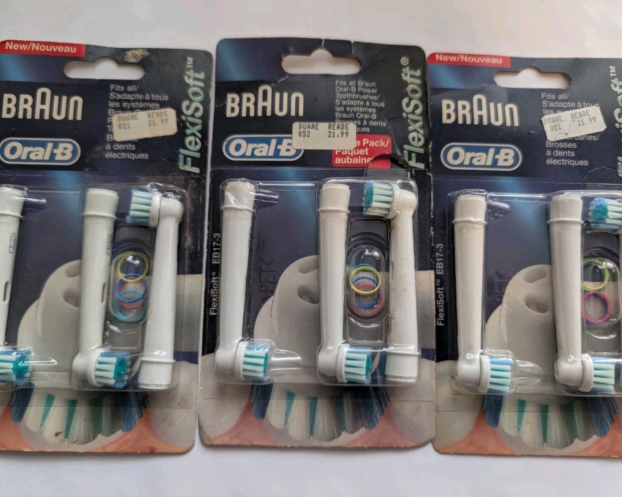 3x New Braun Oral-B FlexiSoft Replacement Brush Heads EB17-3 NOS Made in Germany