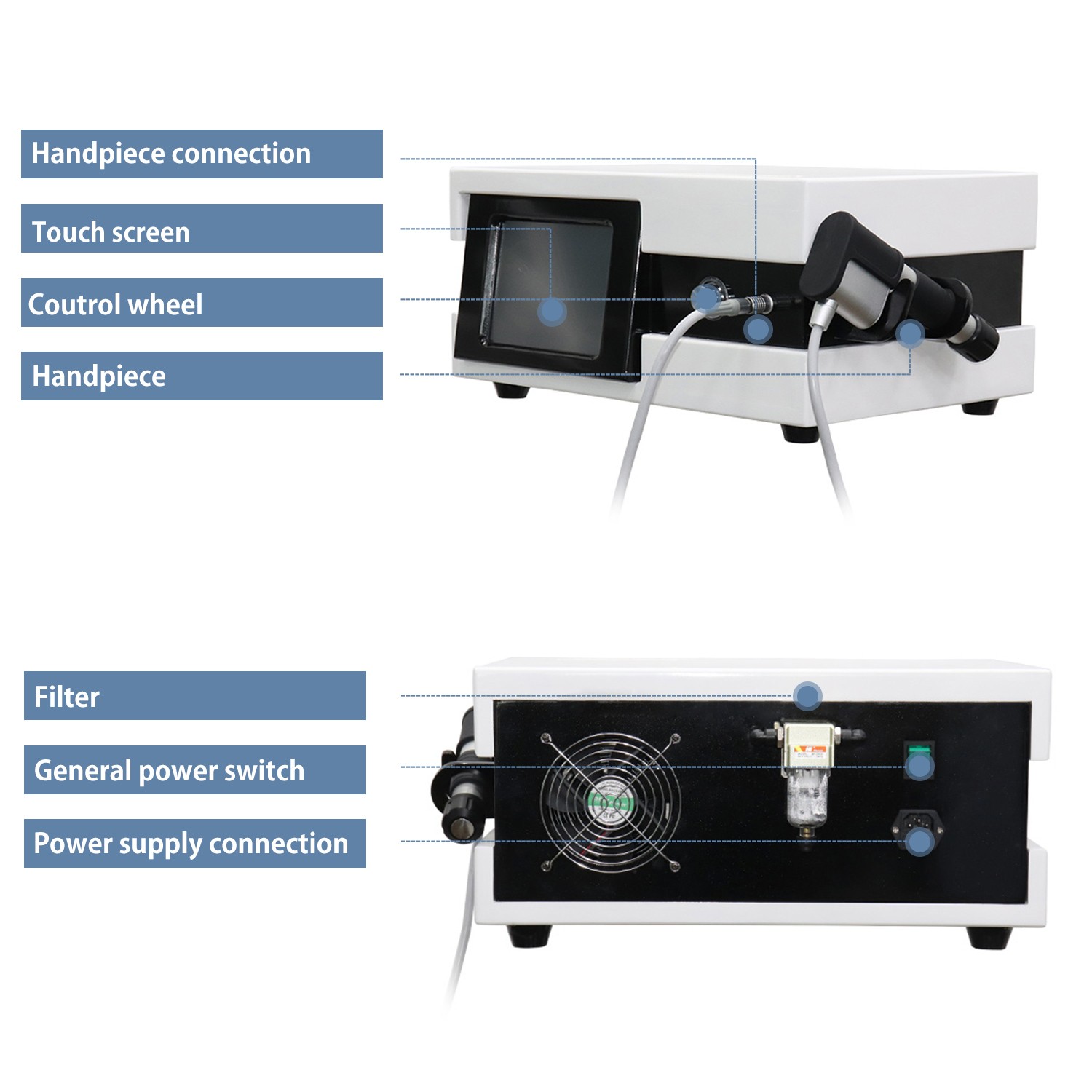 10 Bar ED Shockwave Therapy Machine Pneumatic Shock Wave Treatment Pain Relief