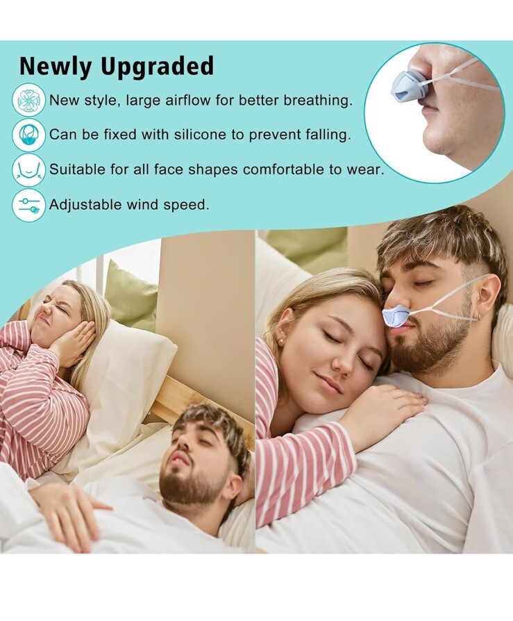 ABS Electric Stop Snoring Device Depth Sleep Anti Snore Silicone Correction Blue
