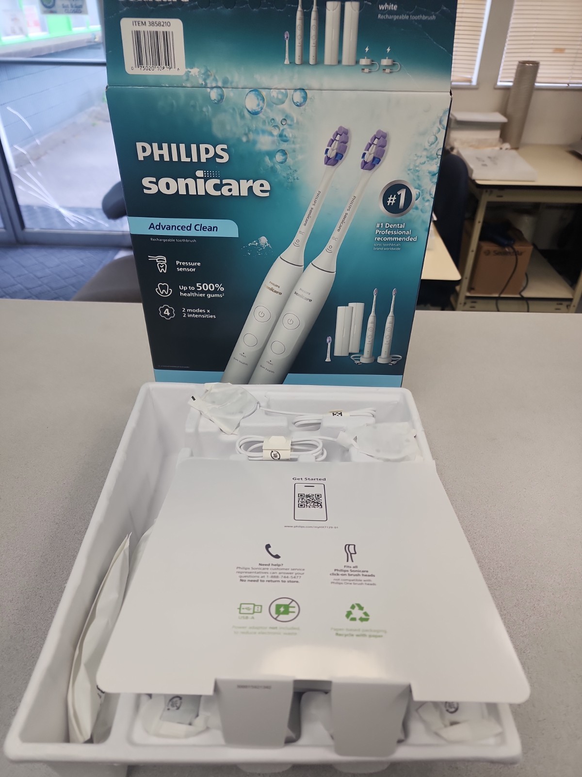 Philips Sonicare Advanced Clean Rechargeable Electric Toothbrush 2 Pack Open Box