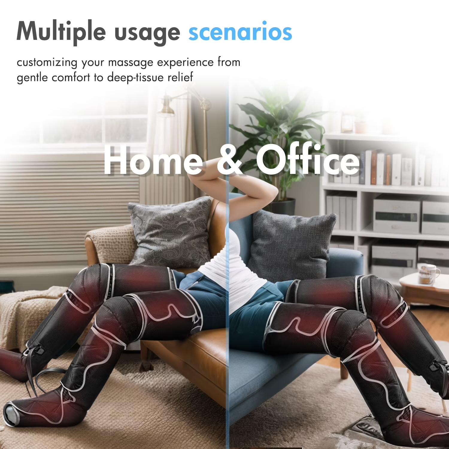 Air Compression Leg Massager Heat Sequential Boots Circulation Varicose Vein Rel