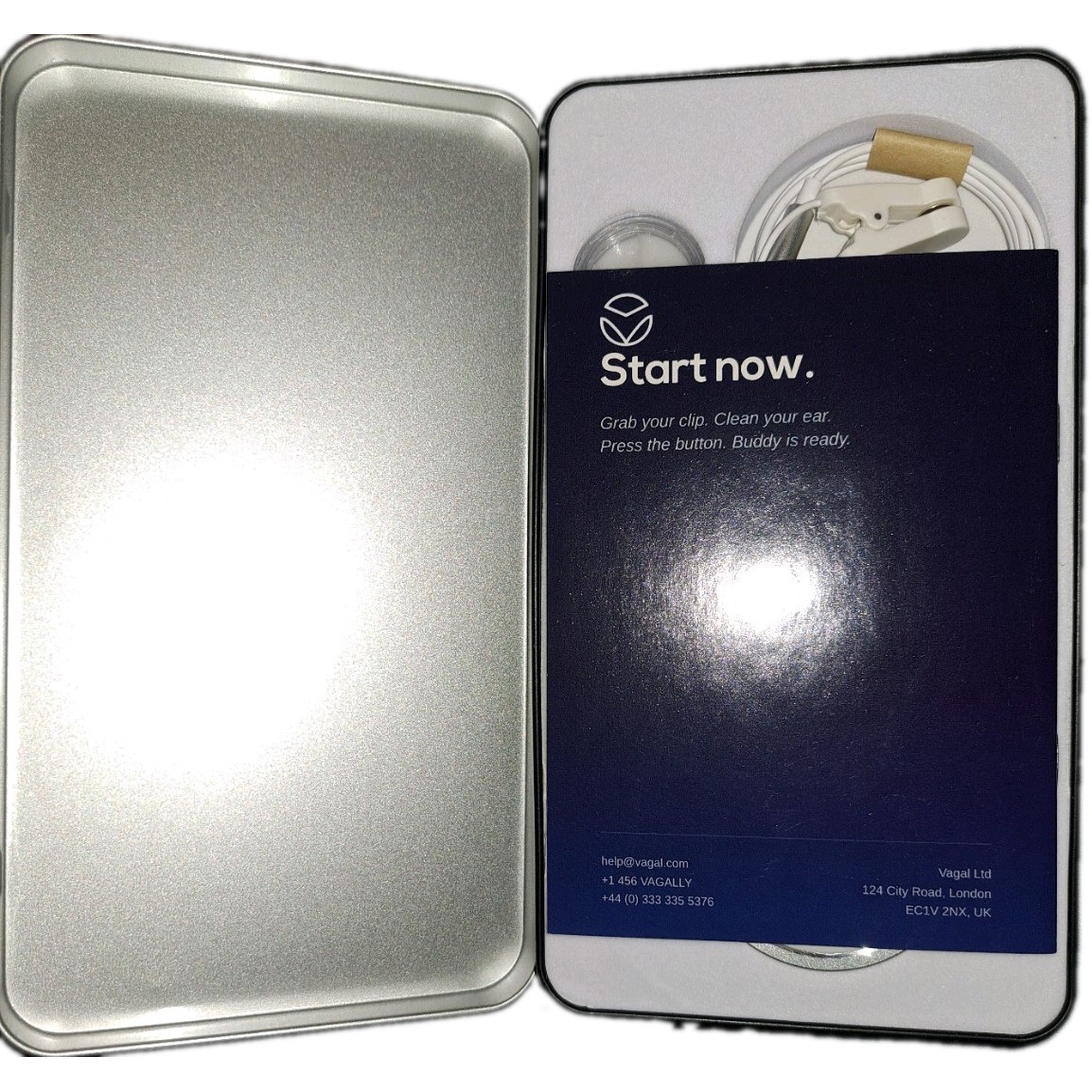 Vagal Buddy tVNS Ear Stimulation Device Kit w/ Case, Black/White/Silver