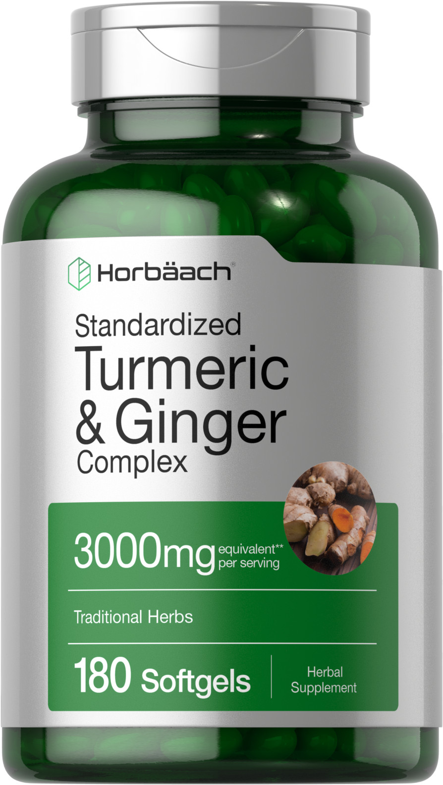 Turmeric Curcumin & Ginger Complex 3000 mg | 180 Softgels | by Horbaach