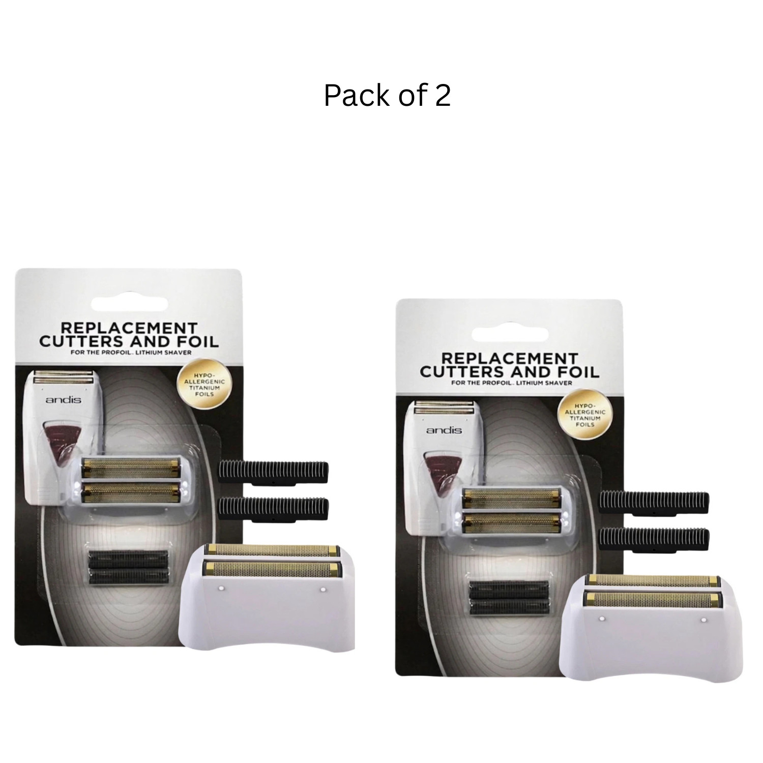 2-Pack Andis ProFoil Replacement Foil & Cutter TS-1 TS-2 17155 17280 Titanium