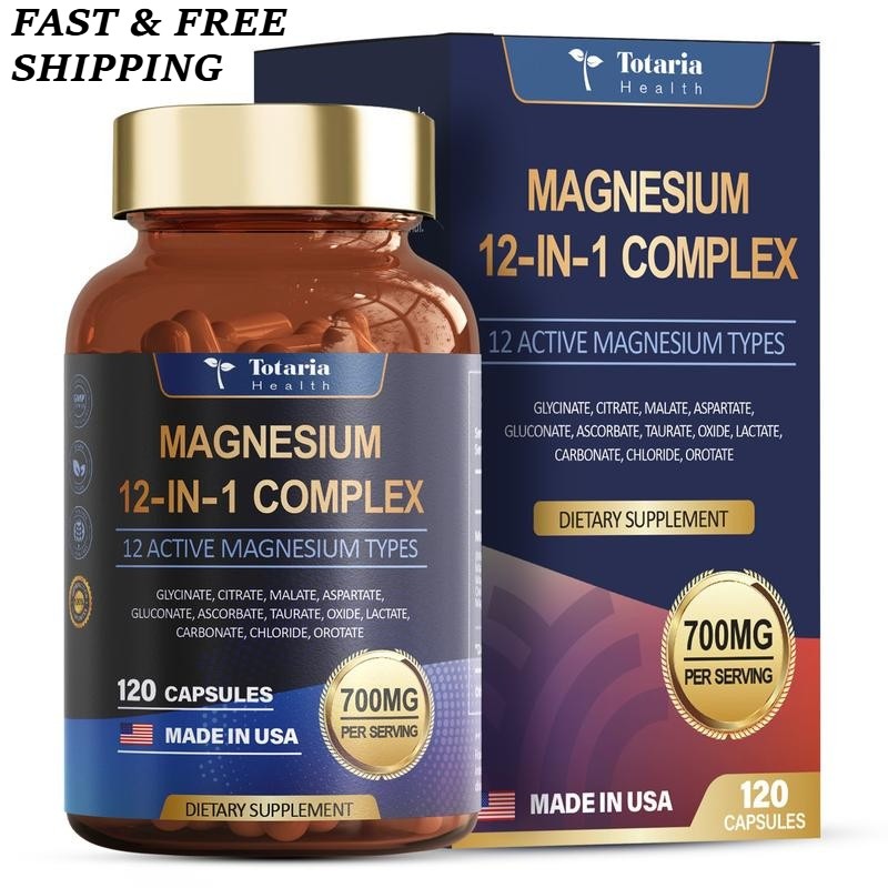 2 BOTTLES–NEW Magnesium Complex 700mg 12 in 1 Magnesium Supplement & 120 Counts