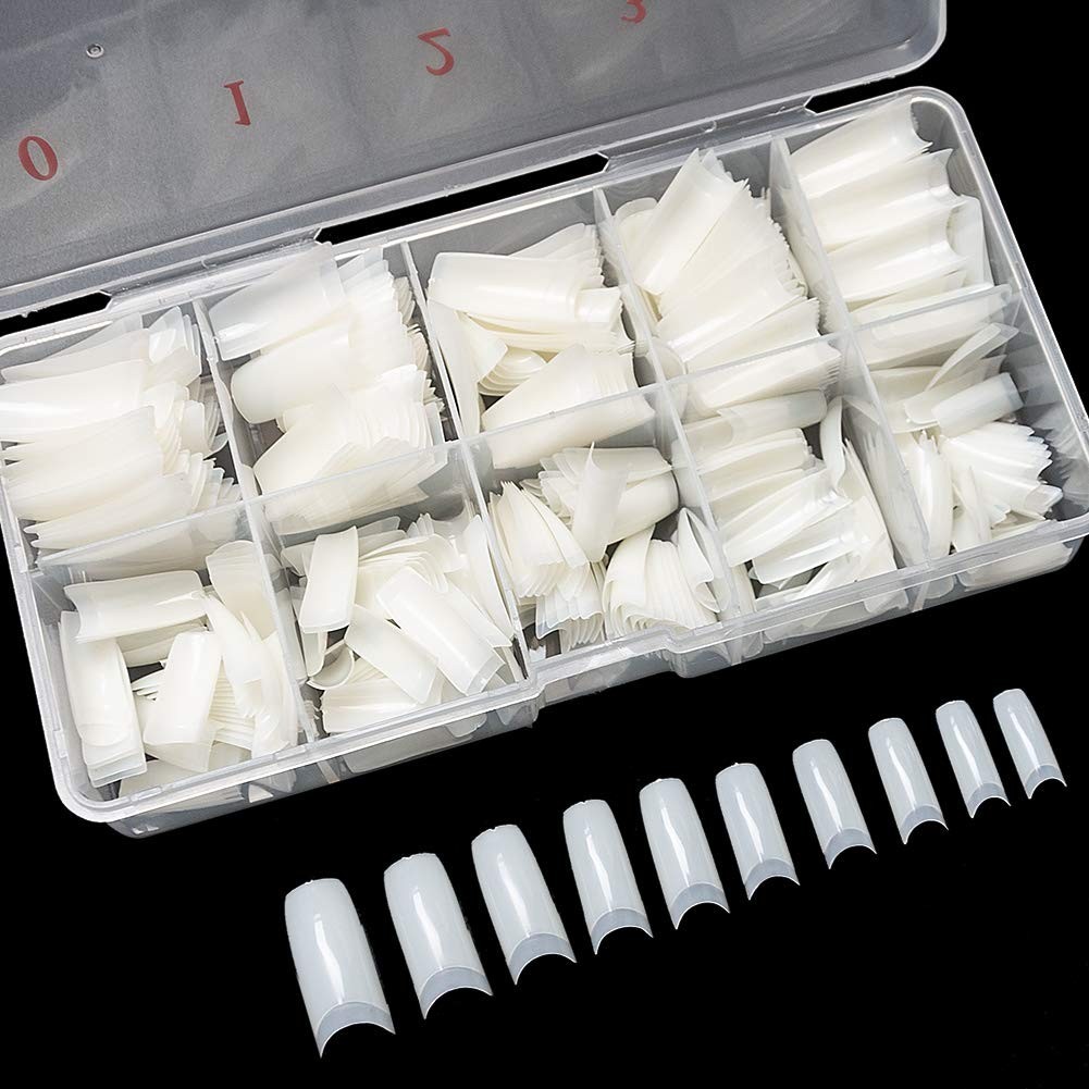 krofaue 500PCS Soft Gel False Nails Tips – Half Cover Acrylic Nail Tips 10 Sizes