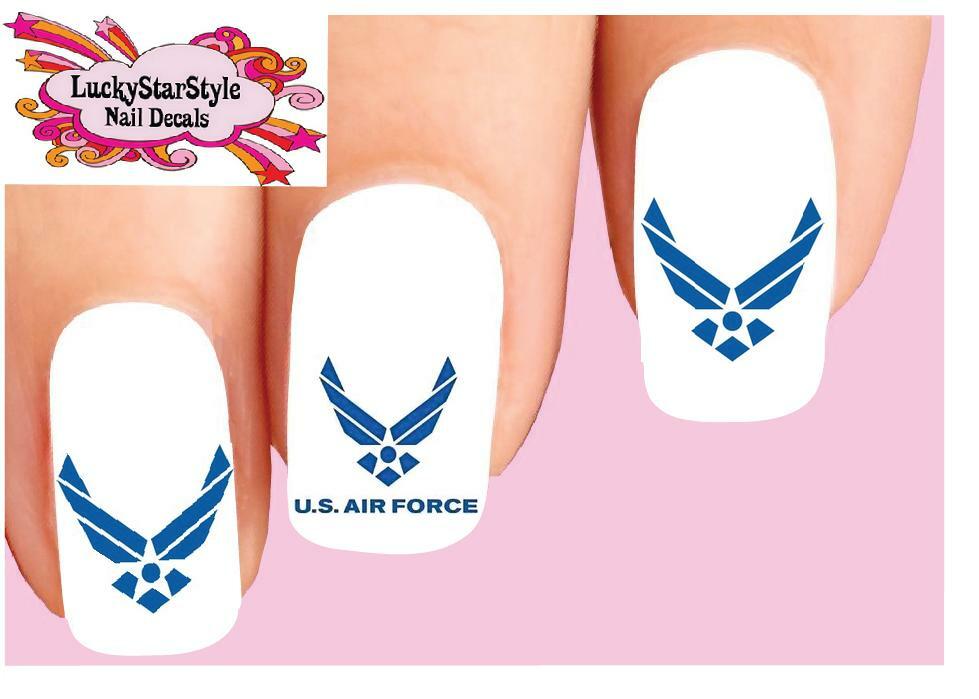 Waterslide Nail Decals Set of 20 – USAF United States US Air Force Assorted