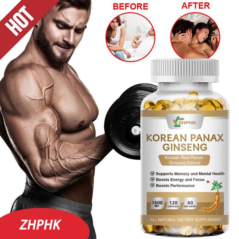 Korean Red Panax Ginseng – 120 Capsules – Extra Strength 1600mg Highest Potency