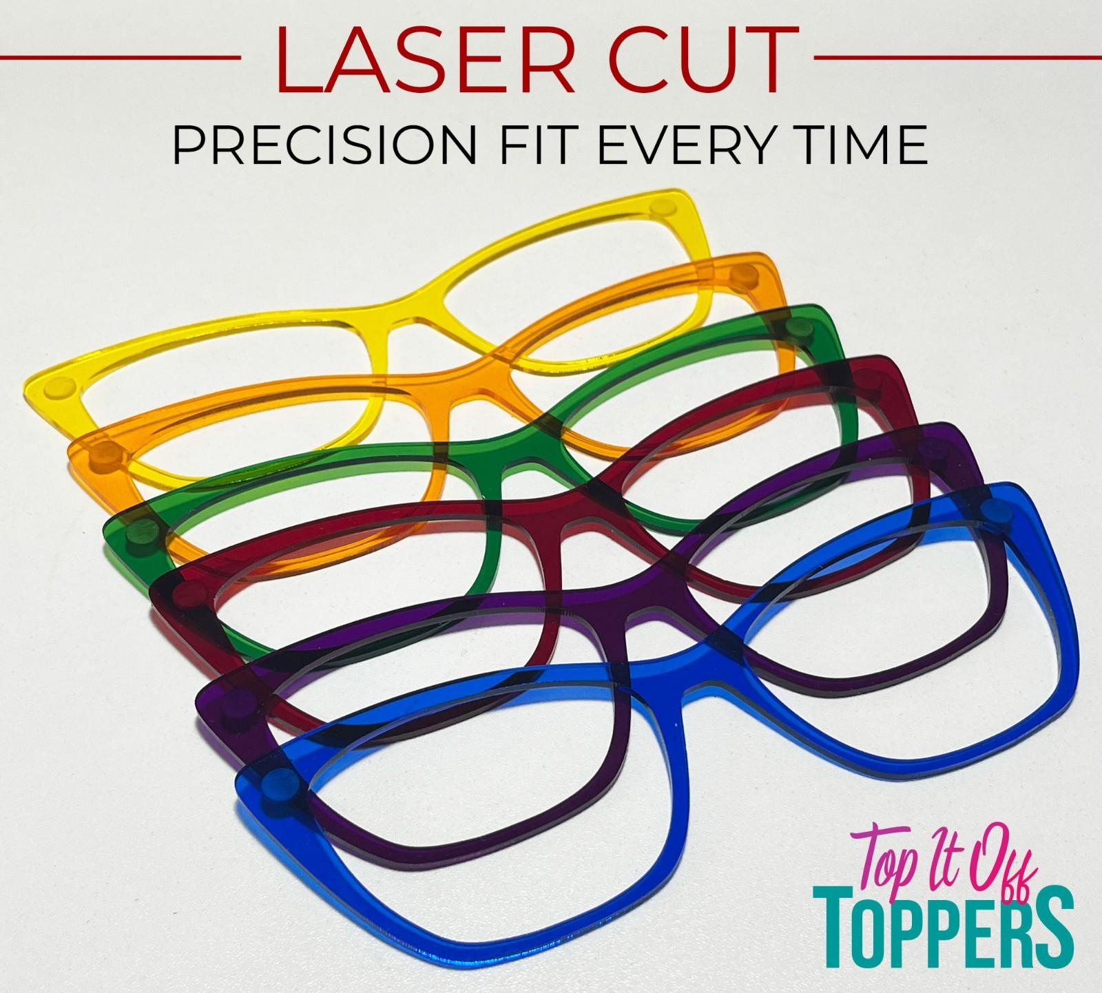 PAIR EYEWEAR COMPATIBLE BLANKS – Transparant Color Acrylic Lasered Frame Toppers