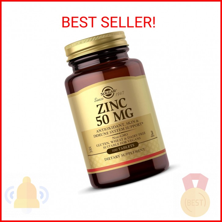 Solgar Zinc 50 mg, 100 Tablets – Zinc for Healthy Skin, Taste & Vision – Immune