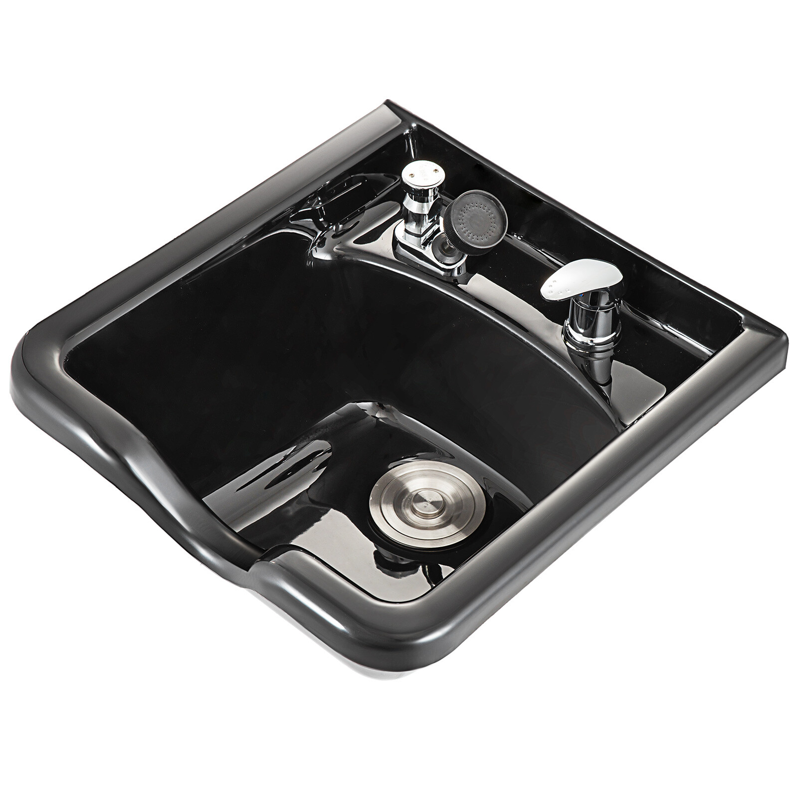 VEVOR Black Square ABS Plastic Shampoo Bowl Salon Pool SPA Plastic Spa Cabinet