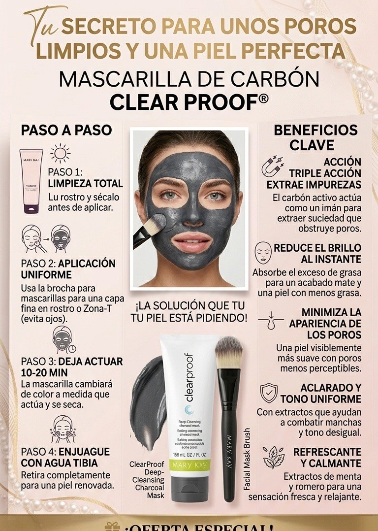 Mary Kay ClearProof Deep-Cleansing Charcoal Face Cleansing Mask 158 mL + Brush