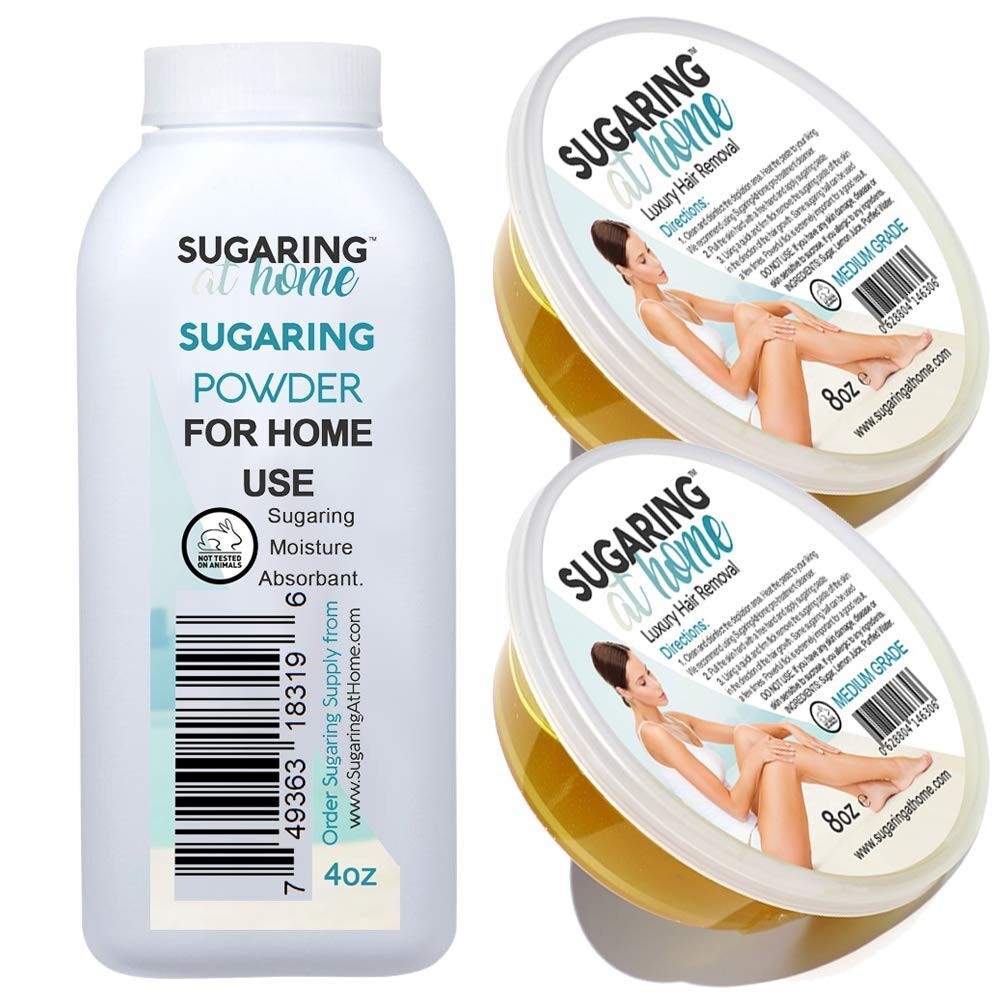 2X Sugaring Wax for bikini, Brazilian, Arms, legs Set with Drying Powder
