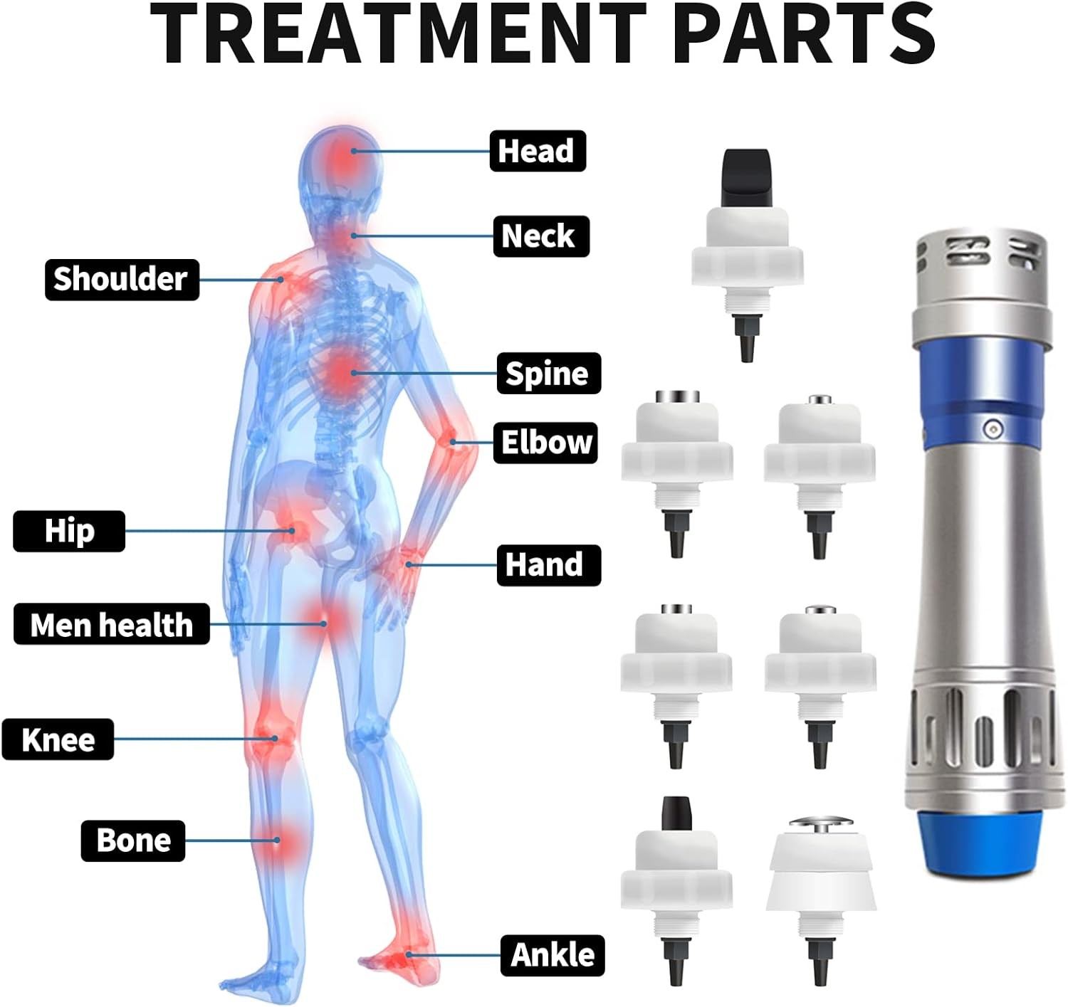 7in1 Focused Shockwave Therapy Machine Pain Relief at Home for Body Feet Knees