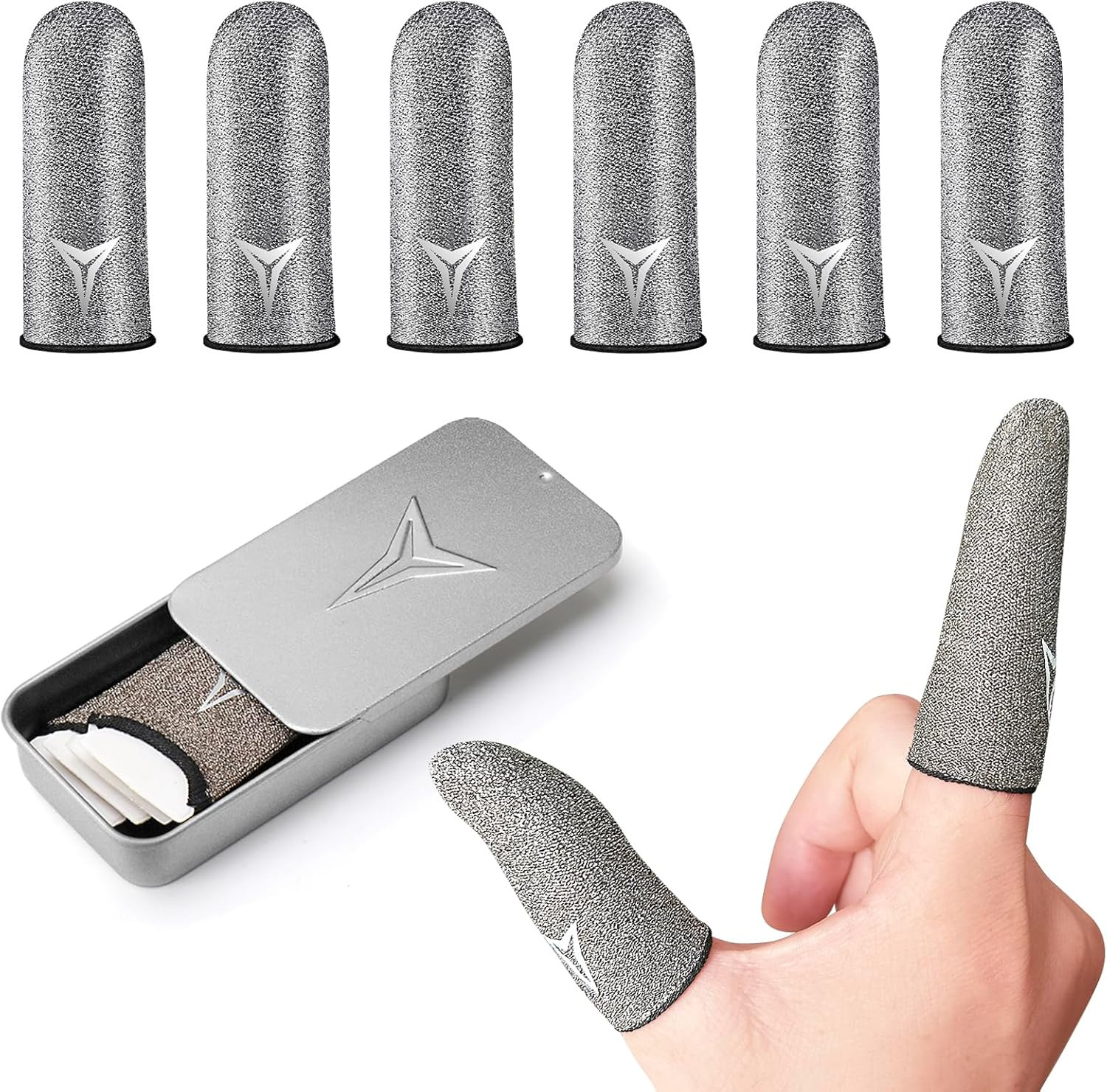 Longer Size for 5 Fingers, No More Slipping,Professional Pure Silver Fiber Finge