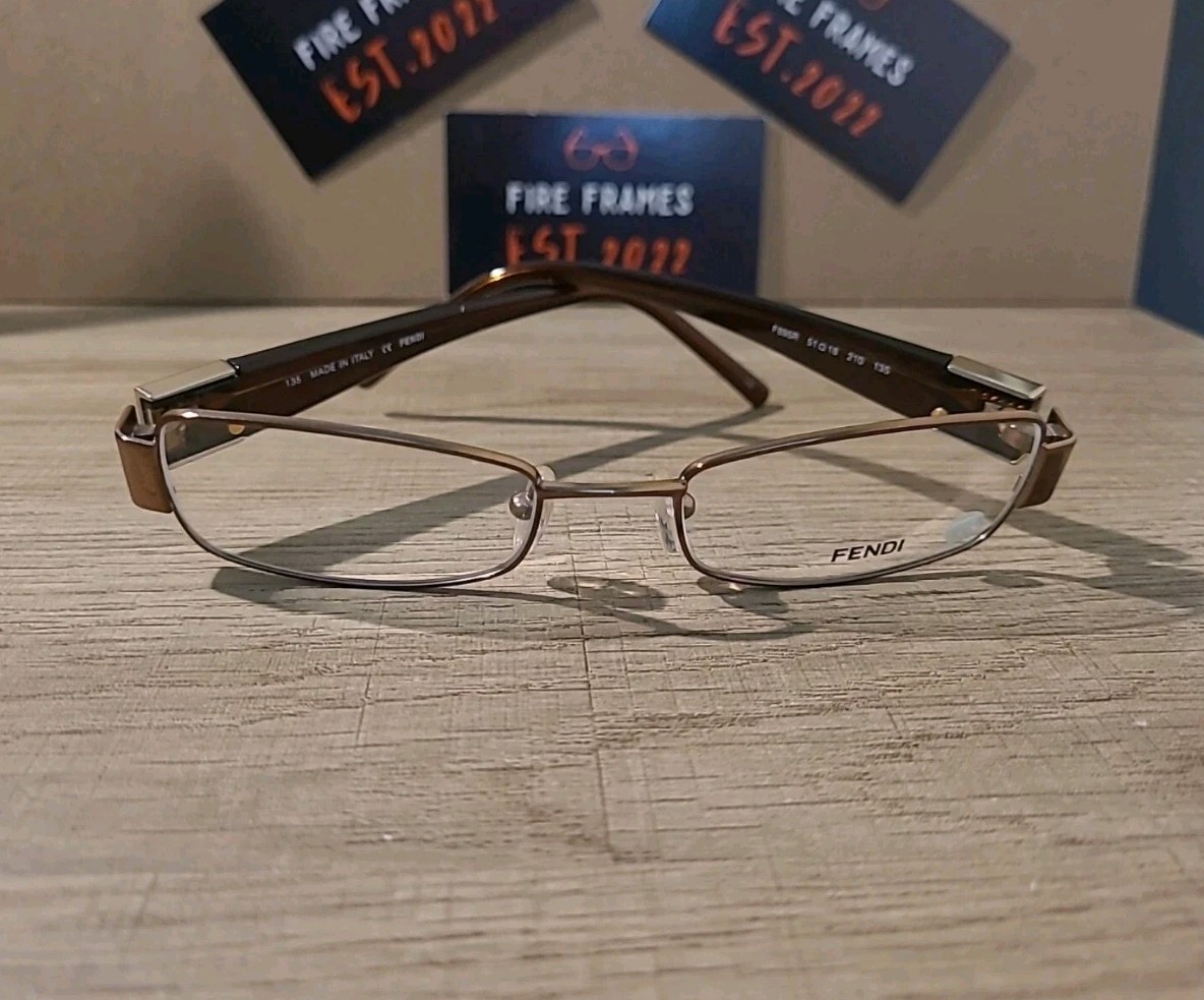 FENDI F895R 210 Brown Full Rim Eyeglasses Frames w. Brown Gem (Rare) 51-18-135