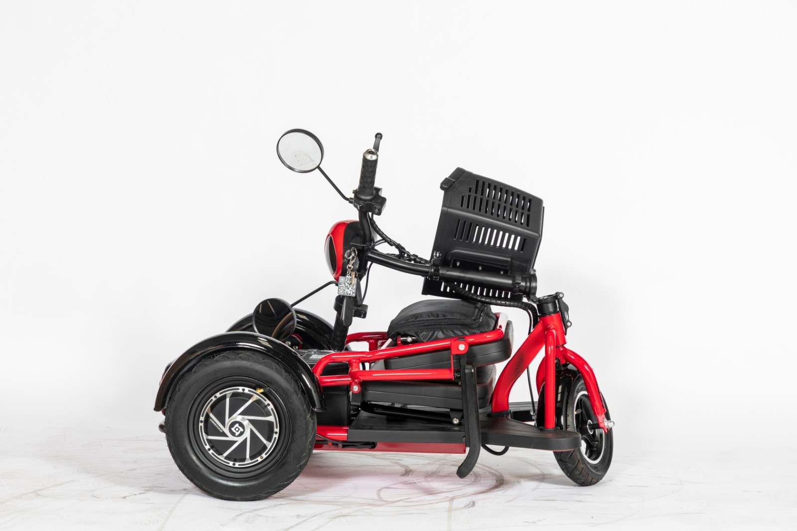 Red Tressel Fold Solo 3-Wheel Foldable Electric Scooter w/ Basket & Mirrors