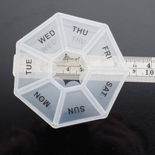 Round Weekly 7 Days Tablet Medicine Storage Pill Box Organizer Container Case
