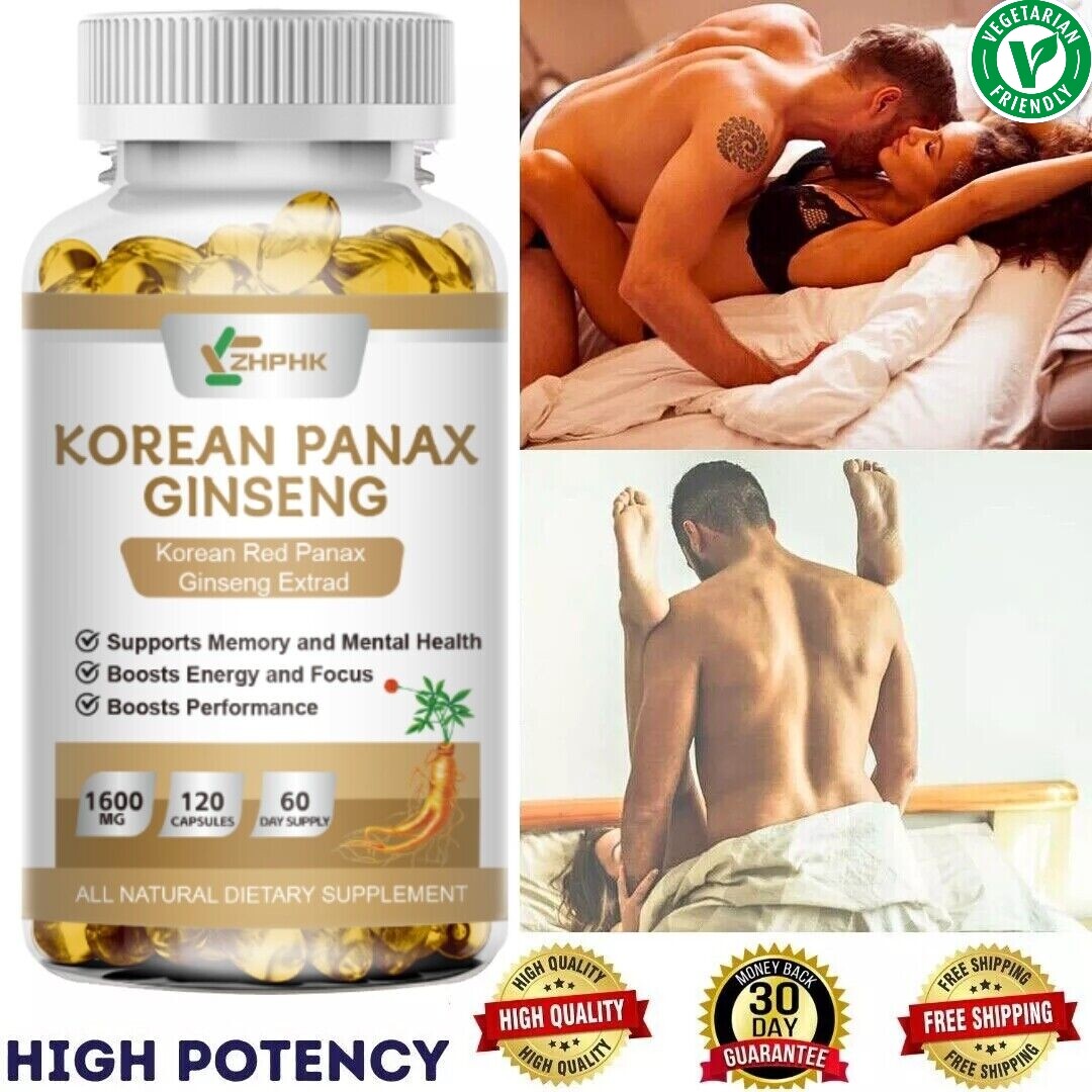 Red Korean Panax Ginseng 1600mg 120 Capsules – Energy/Endurance/Memory/Sex Drive