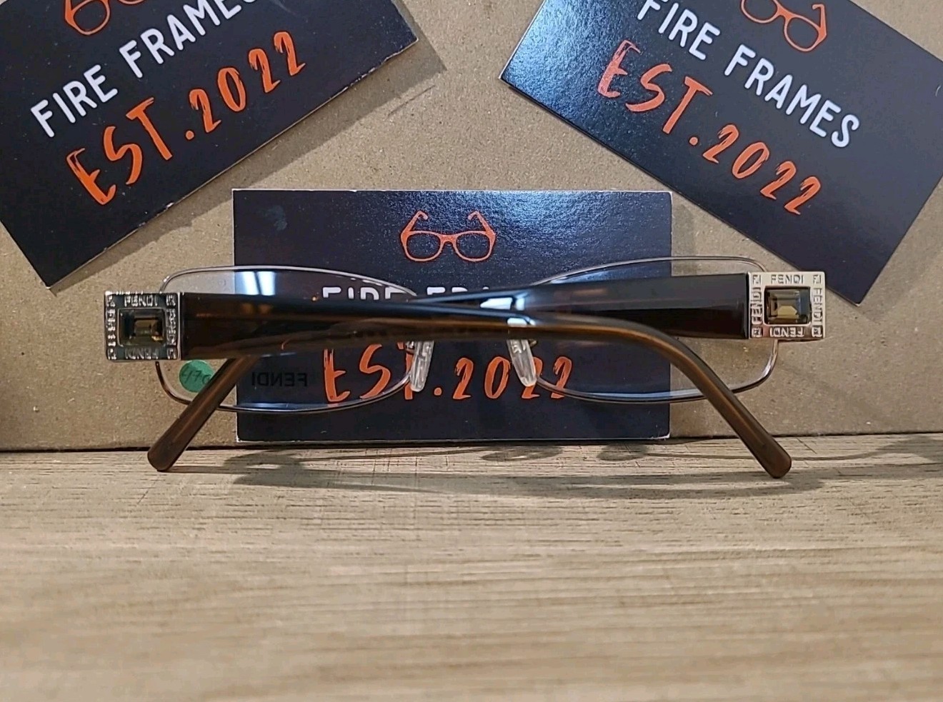 FENDI F895R 210 Brown Full Rim Eyeglasses Frames w. Brown Gem (Rare) 51-18-135
