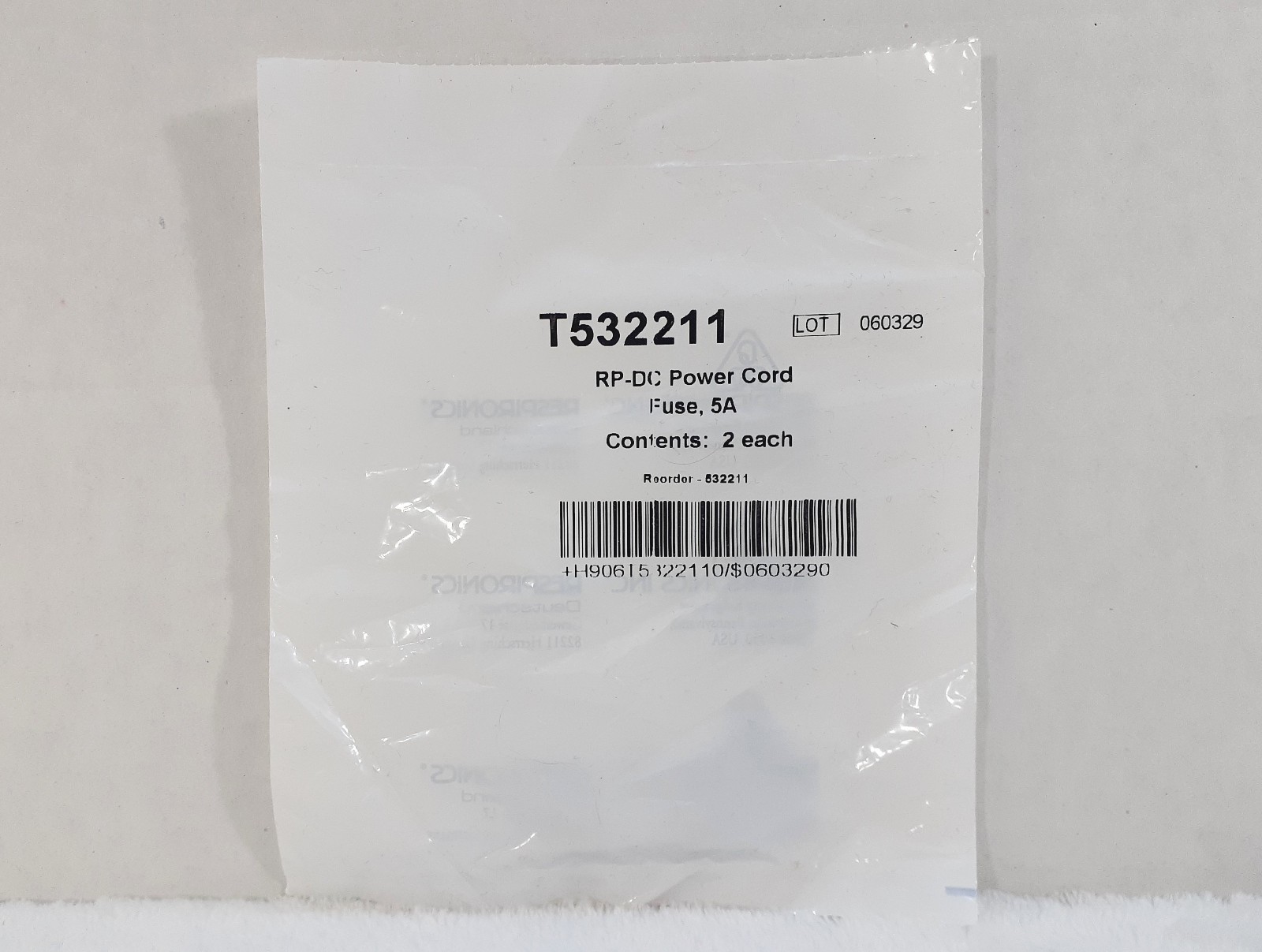 Genuine Respironics DC Cord Replacement 5A Fuses T532211 2 pack Sealed NEW