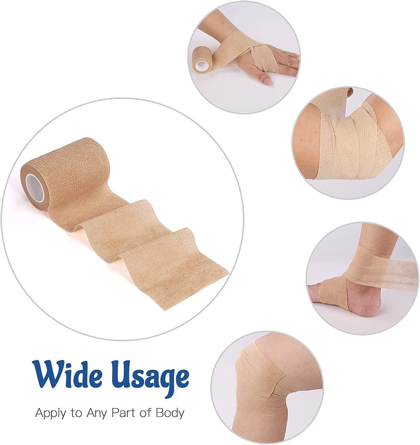 24 Pack Self-Adhesive Cohesive Bandage Wrap 4″ x 5 Yards – Elastic First Aid Tap